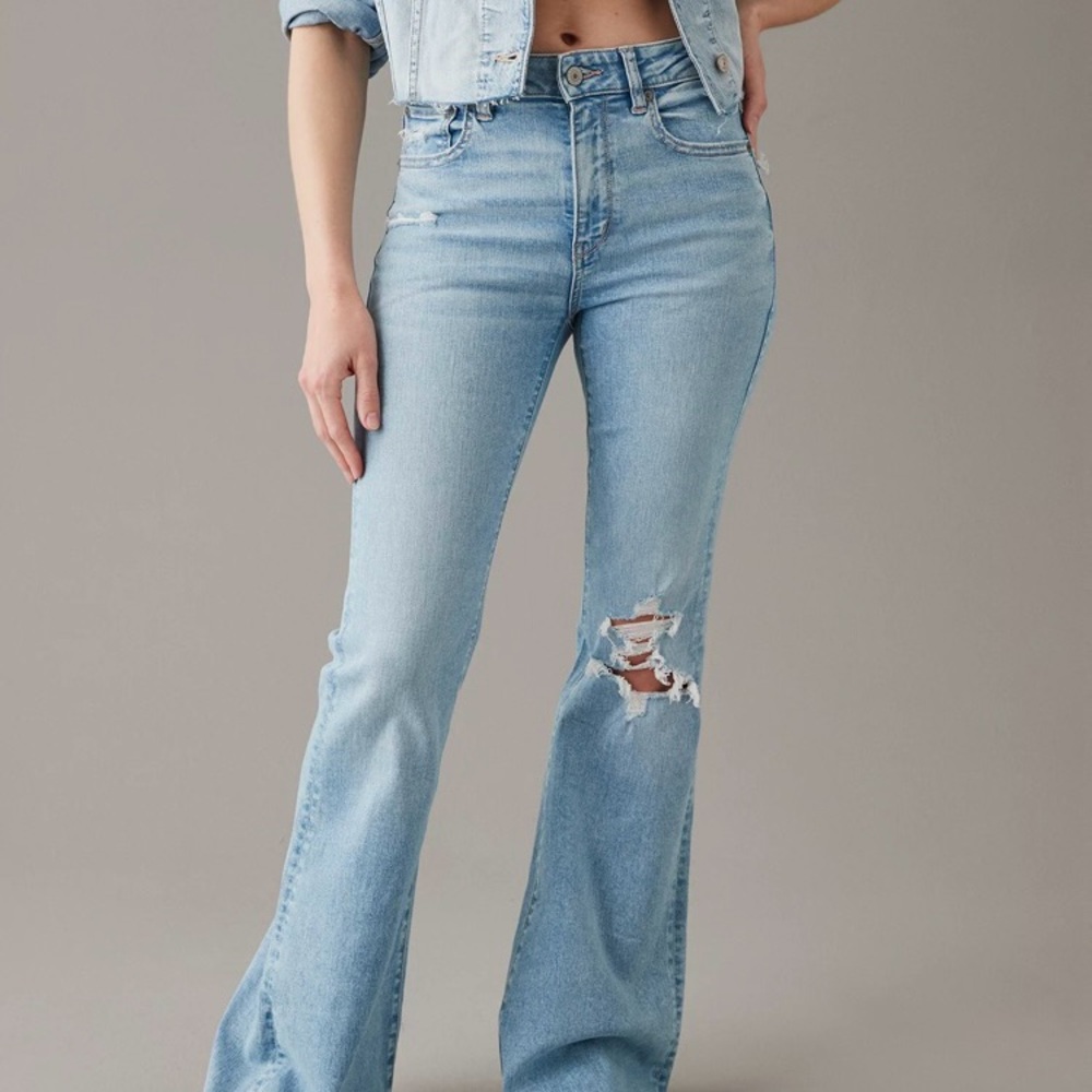 Ripped Super High-Waisted Flare Jeans